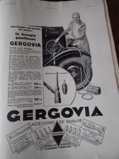 GERGOVIA bougie gonfleuse publicité papier ILLUSTRATION  AUTO 1930 col