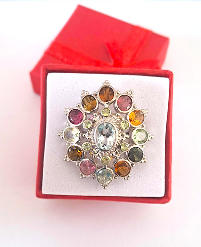 Bague aigue marine - aigue-marine, tourmaline