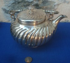 V65 Rare Théière XIXe Métal Argenté Christofle Couronne Vicomte Torsadé  Ancien