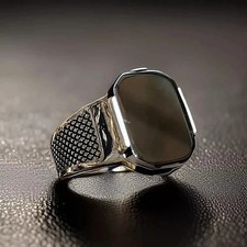 Chevalière en Argent Massif 925 Sertie Onyx noir