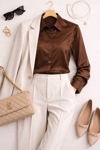 Chemisier blouse femme satiné - femme,