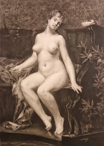 Ancienne gravure nue tableau - nue,