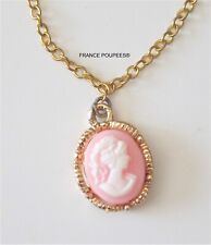 Collier camée rose mini poupée moderne ancienne. Fait main.bijoux accessoires LD