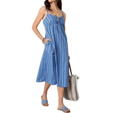 Midi Dress Blue White Tie