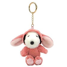 Mascotte lapin rose à oreilles bouchées Peanuts Snoopy 12 cm H x 12 cm L x 7,...