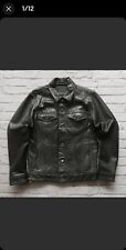 Tres rare belle veste en cuir levis Type 3 Leather Trucker Jacket Size M Black 2