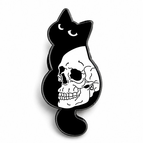 Badge épingle crâne - , chat