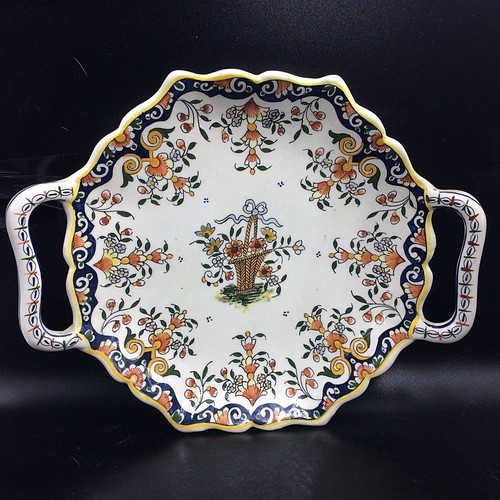 Ancien plat octogonal signé - ancien,