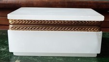 début 20ème coffret boite à bijoux écrin albâtre monture métal doré ciselé  900g