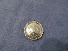 ancien poudrier chatelaine argent massif  boite à pilules Miroir monogrammé CM