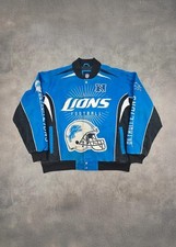 Veste Vintage NFL Detroit Lions Blue Veste de Course, Racing Jacket , Bleu et No