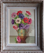 Signé PRIMO DOLZAN ancien joli tableau HST XXème Bouquet de fleurs Cxx