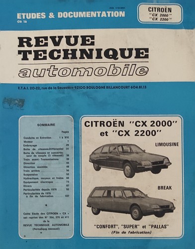 Revue technique citroen - revue, cx