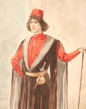 Alfredo EDEL (1856-1912) Dessin original projet de costume opéra ou théâtre
