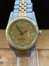 RARE MONTRE HOMME Bulova President Chronoprecision Automatic Two Tone Diamond...