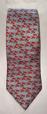 ADECCO cravate vintage pure soie avions rouges sur fond gris