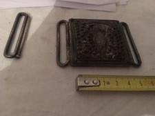 Ancienne Boucle De Ceinturon Good Luck Metal Pao Western