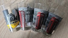 Lot 4 Verres Verre Vaisselle London Londres Taxi Cabine Téléphonique H12 Cm