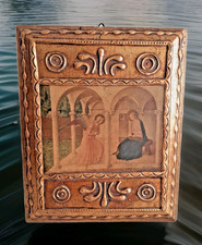 icone religieux la vierge marie et l'archange en bois