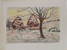 Armand GUILLAUMIN - Les meules en hiver à Palaiseau. 1898. Lithographie signée