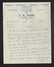 SANCOINS (18) FAIENCE PORCELAINE POTERIE ARGENTERIE VERRERIE "M. PIERRE" en 1954