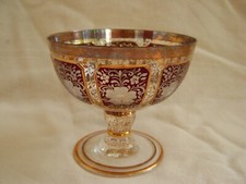 ANTIQUE BOHEMIAN? ETCHED CRYSTAL CHAMPAGNE GLASS,ICE CREAM CUP,LATE 19th.