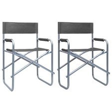 2x Chaises de Metteur en Scène Acier Noir Jardin Camping Extérieur vidaXL