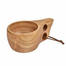 Tasse à Café en Bois Fait Main Kuksa Portable Avec Lanière en Cuir pour Thé L...