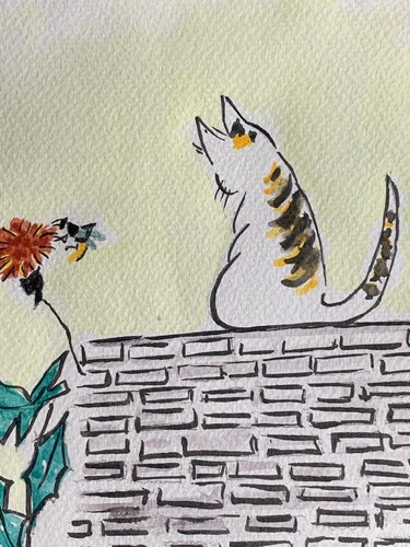 Aquarelle peinture chat - aquarelle,