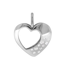 Pendentif cœur avec belles pierres zirconium en argent sterling 925 bijoux...