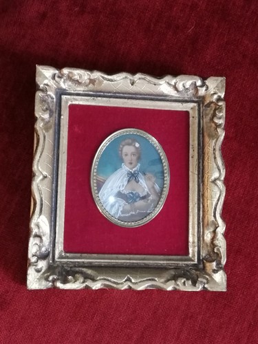 Miniature peinte ancien cadre
