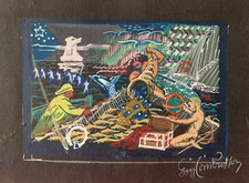 GUY COMBRISSON (1905-1991) SUPERBE SCENE ANIMEE ART DECO 1930 SIGNEE (48)