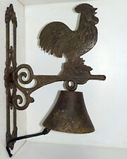 Cloche sonnette d’entrée de maison en fonte déco Coq - 32cm de haut