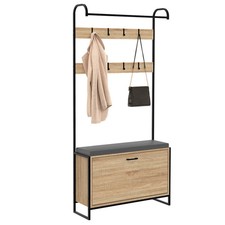 Vestiaire d'entrée LUIS avec banc et meuble à chaussures 1 porte design industri