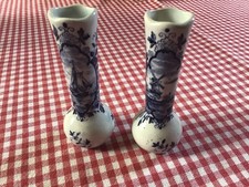 paire de vases Miniatures anciens en faïence de Delft ( hauteur 9cm )