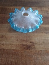 Ancienne Lampe Luminaire Tulipes Abat Jour Opaline Bleu
