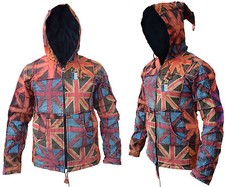 Polaire Coton Doublé Union Jack Lutin Long Capuche Patchwork Hippie Bohème Veste