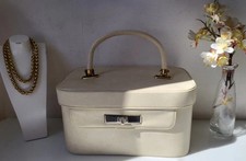  Vanity Case Années 60 70 VINTAGE beige skai malette boite sac rangement foulard