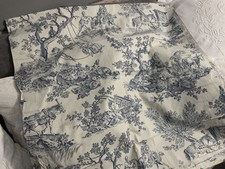 Linge Ancien Métrage Tissu Toile De Jouy Bleu Neuf Vendu Au Mètre