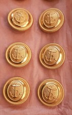 6 BOUTONS DE MARINE FNFL GM 23 mm UNIFORME OFFICIER fab. WATERBURY BUTTON CO