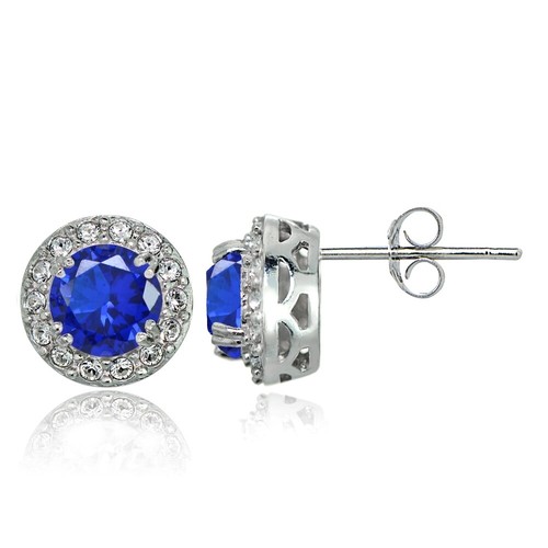 Argent sterling simulé saphir - argent,