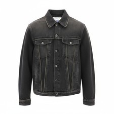 VESTE ZIPPÉE EN DENIM NOIR LAVÉ OFF-WHITE POUR HOMMES À MANCHES LONGUES RRP995