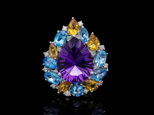 Bague diamants pierres