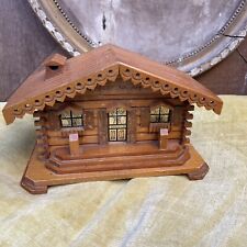 Ancien Petit Chalet Du Jura Vintage Bois Boîte À Bijoux 1958