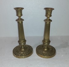 PAIRE  BOUGEOIRS CHANDELIERS EMPIRE LEUCHTER CANDLESTICK CANDELIERE