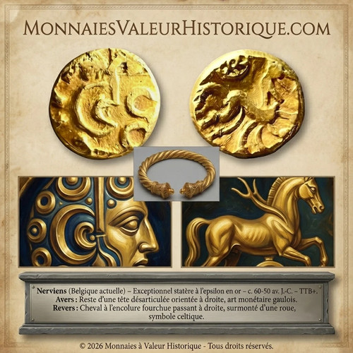 Monnaie gauloise les nerviens - monnaie, gauloise.