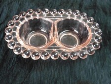 saleron en verre perlé rose ,Art Déco,  signé France ( Portieux ?)