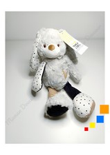 Peluche/Doudou Lapin Gris Beige Bleu Rayé Coeur Étoiles 30cm - Tape À L'oeil TAO