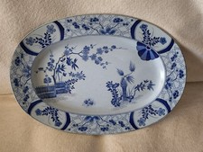 CREIL ET MONTEREAU  Plat ovale décor JAPON bleu et blanc 42 Cm