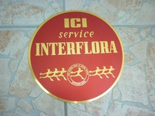 Ancienne plaque  tôle en alu de magasin ,  publicité INTERFLORA non émaillée
